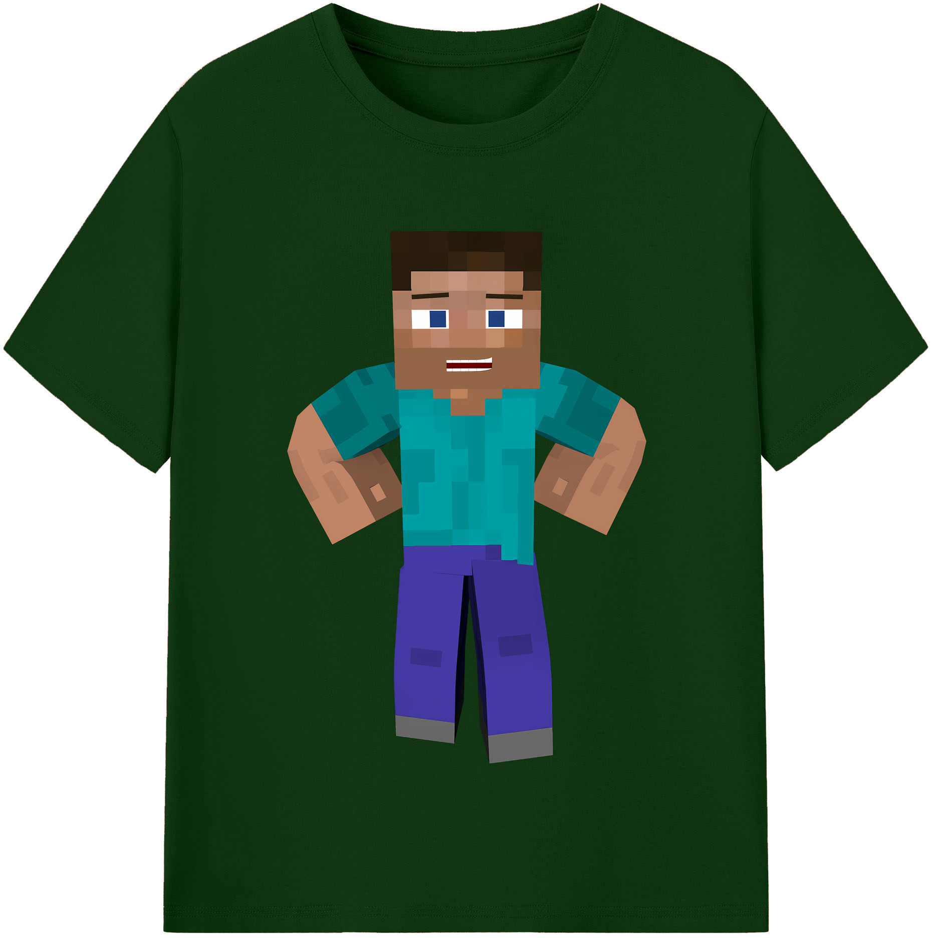 （画像用） マインクラフト ブロックの世界 Minecraft MC Block world 綿100％半袖Tシャツ（フロントプリント）
